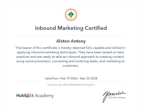 Inbound Marketing — HubSpot Academy சான்றிதழ்